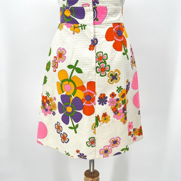 NEIMAN MARCUS Vintage 60s Dress Womens XS Small Off White Floral Print Mod Shift - Picture 7 of 16